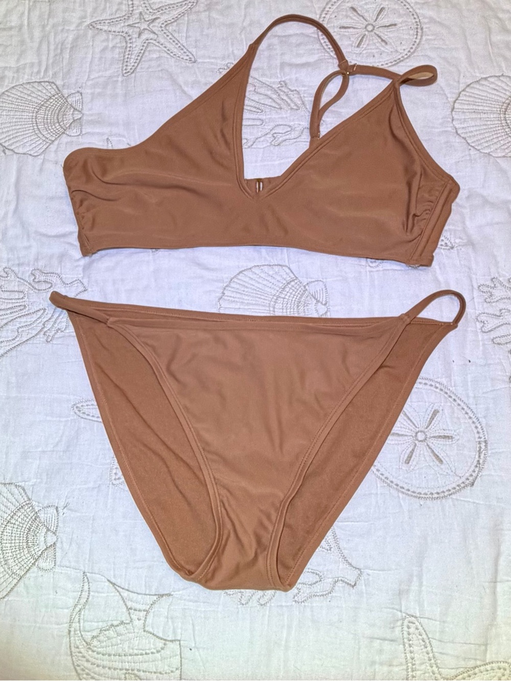 Like New Wild Fable Light Coffee Brown Two-Piece One Shoulder Sexy Bikini. L/XL